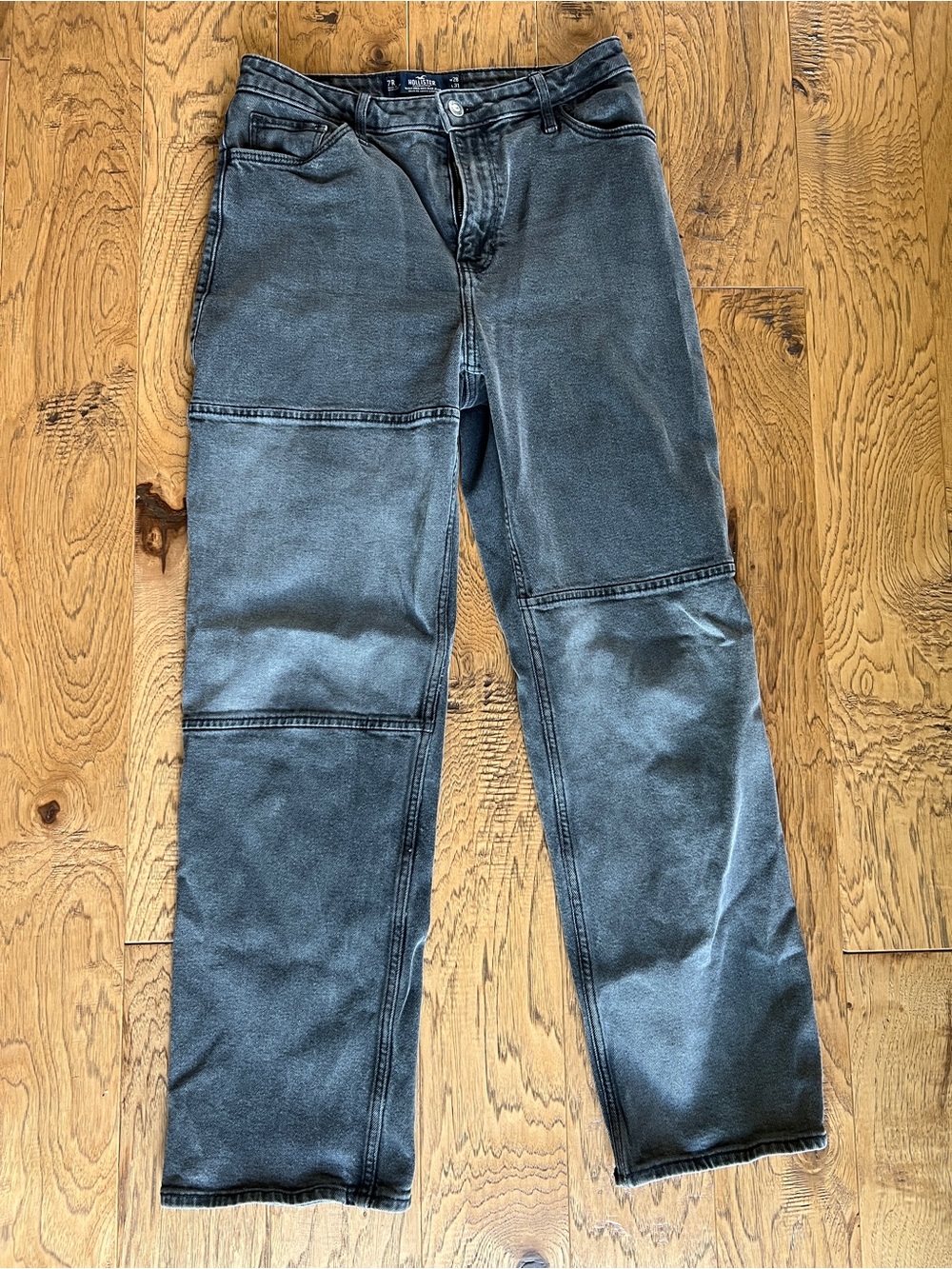 Hollister Ultra High-Rise Patchwork Dad Jeans Womens 7 Grey Wash